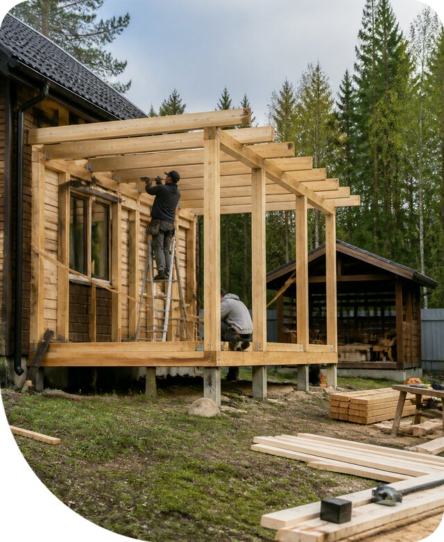 Строительство пристроек и построек на участке в Карабулаке