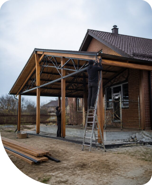 Пристройка навеса к дому и участку в Карабулаке под ключ
