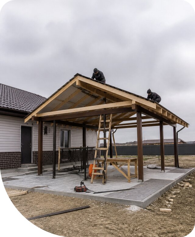 Двускатный навес в Карабулаке под ключ: изготовление и монтаж